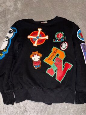 Devil Nut Black Patched Sweater - Large
